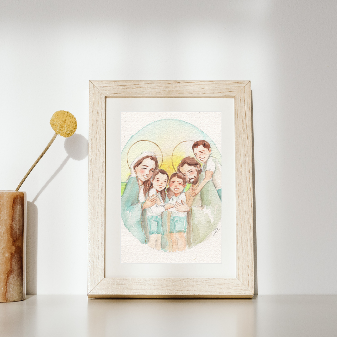 Lámina San José, La Virgen María y mis niños - Print