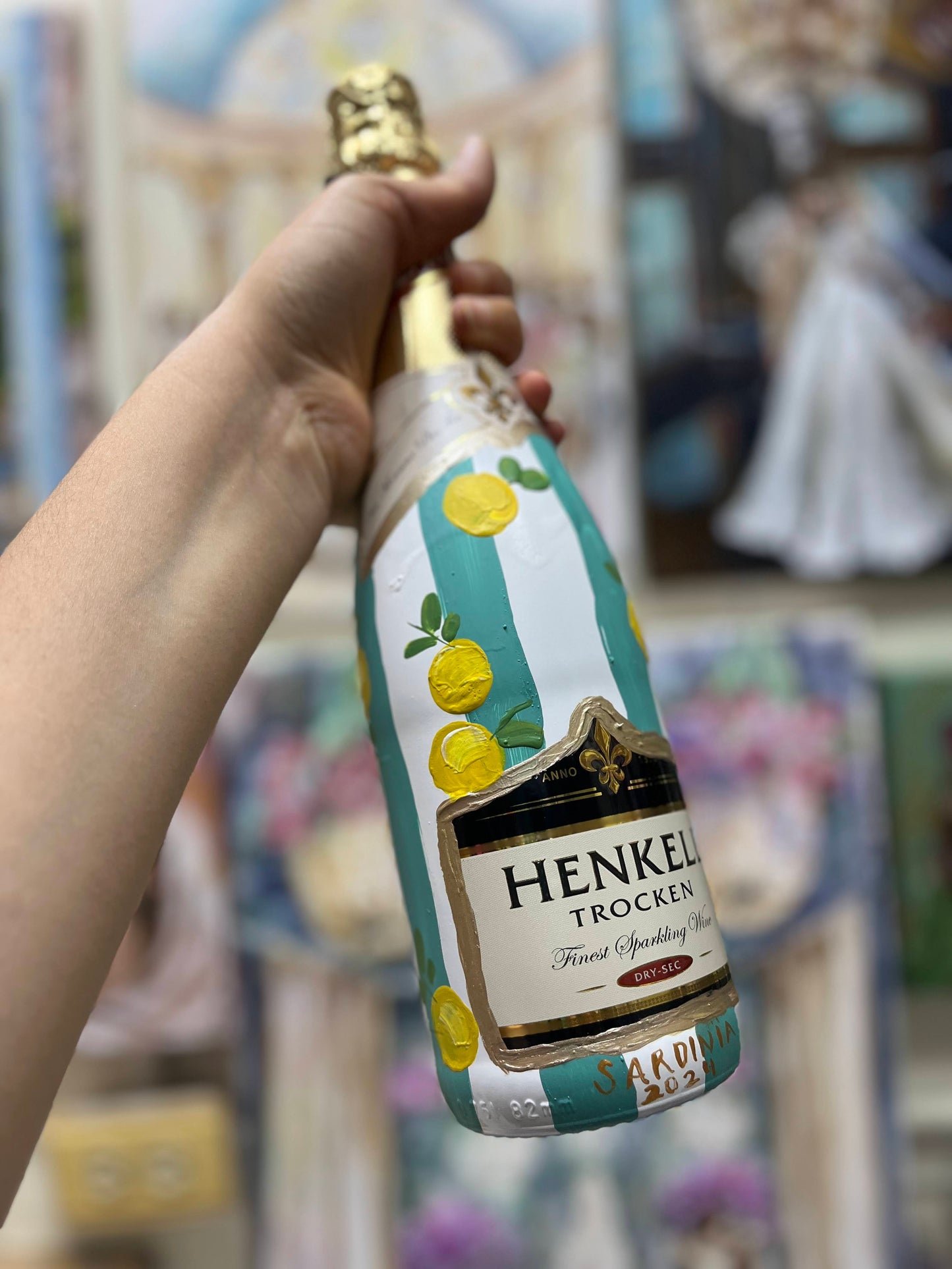 Bajo Pedido - Botella de Champagne Pintada a Mano - Novios