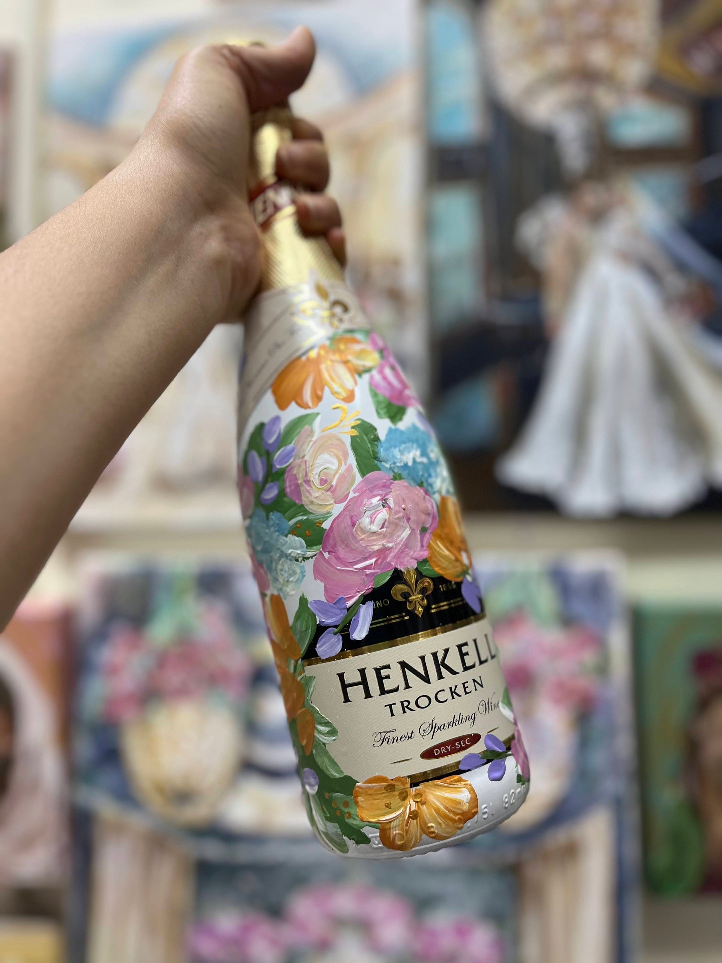 Bajo Pedido - Botella de Champagne Pintada a Mano - Novios