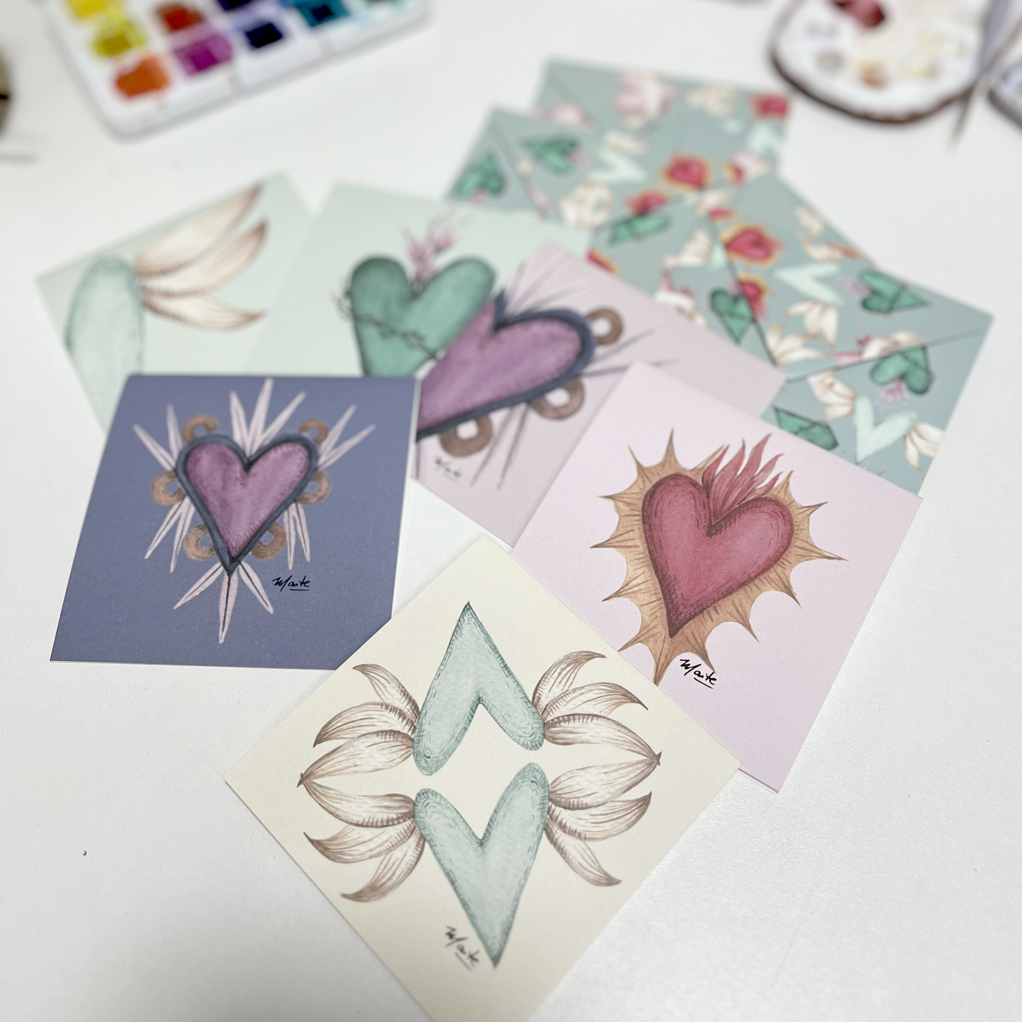 Corazones Sagrados - Set de 12 Tarjetas con Sobre
