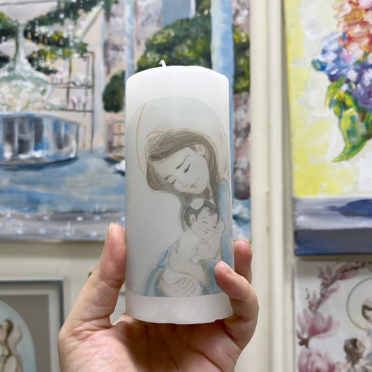 Vela tipo Cirio - Virgen y Bebe