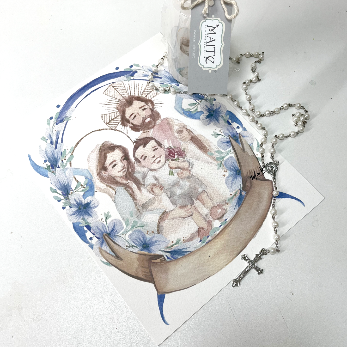 Lámina de Jesús, María y niño - Print