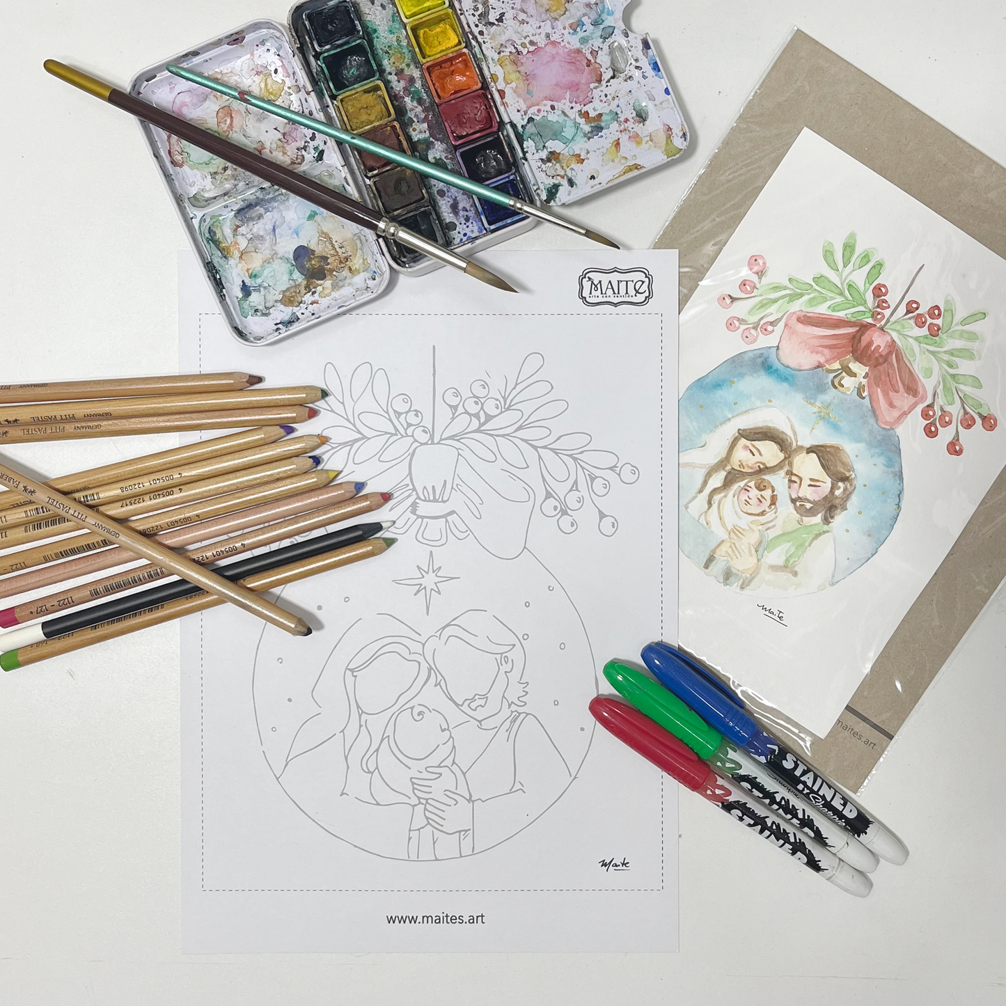 Sagrada Familia Navidad - Descargable para Pintar