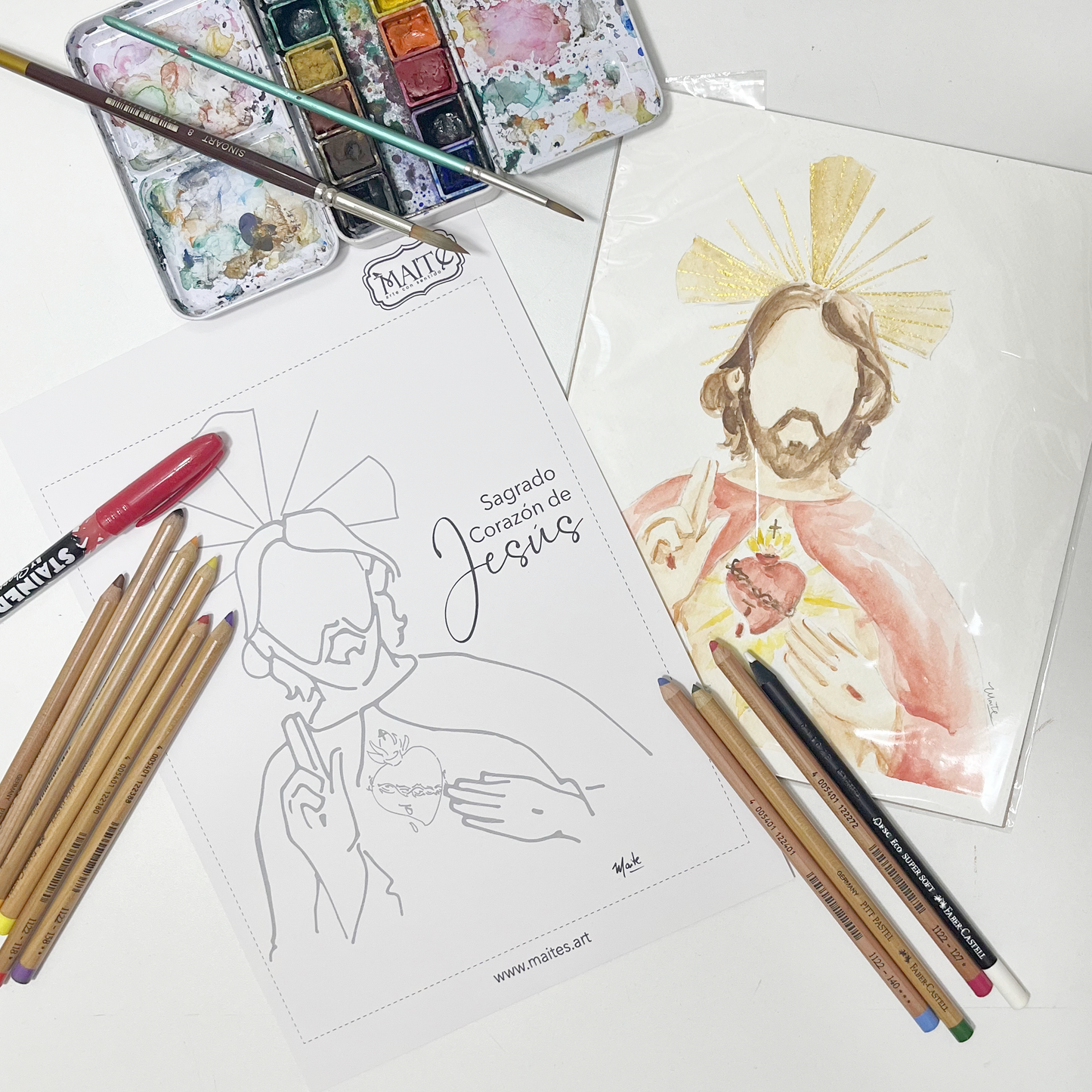 Sagrado Corazón de Jesus - Descargable para Pintar