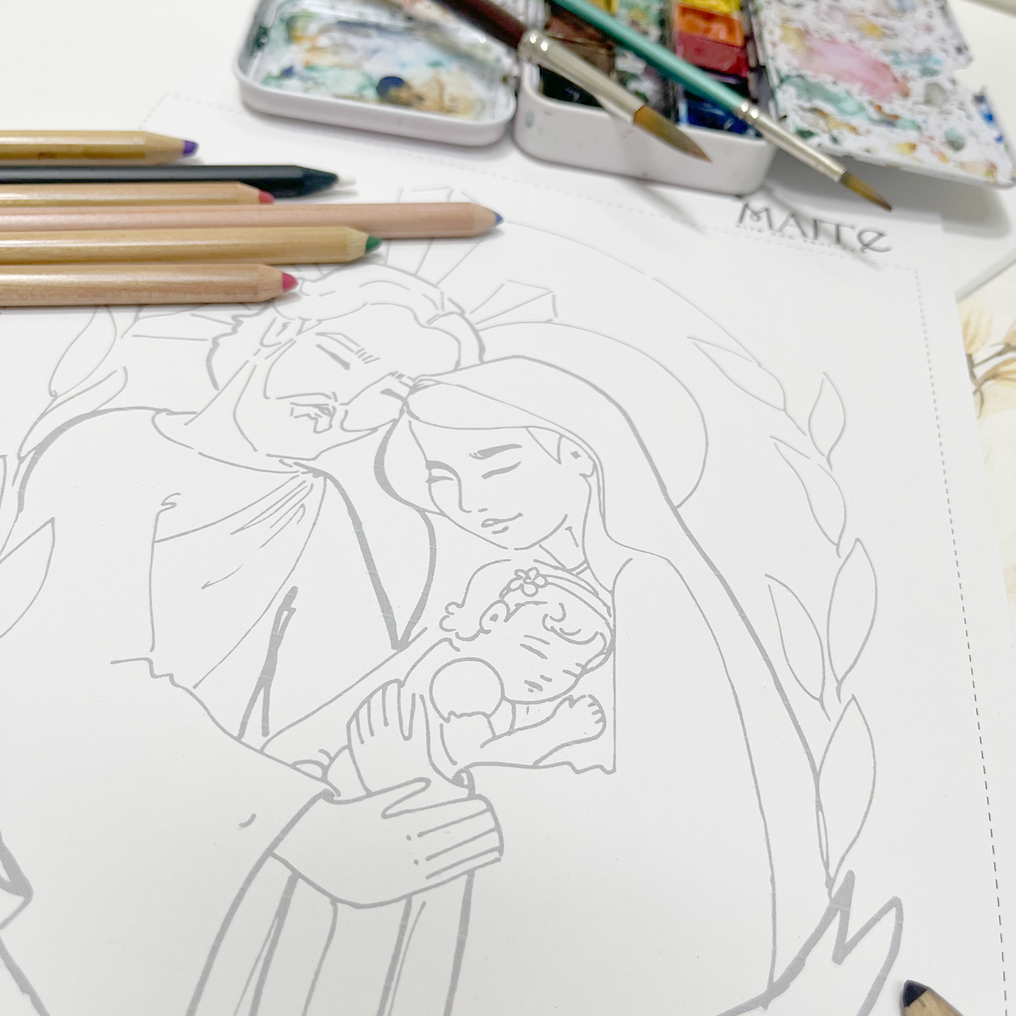Jesus, María y bebe - Descargable para Pintar