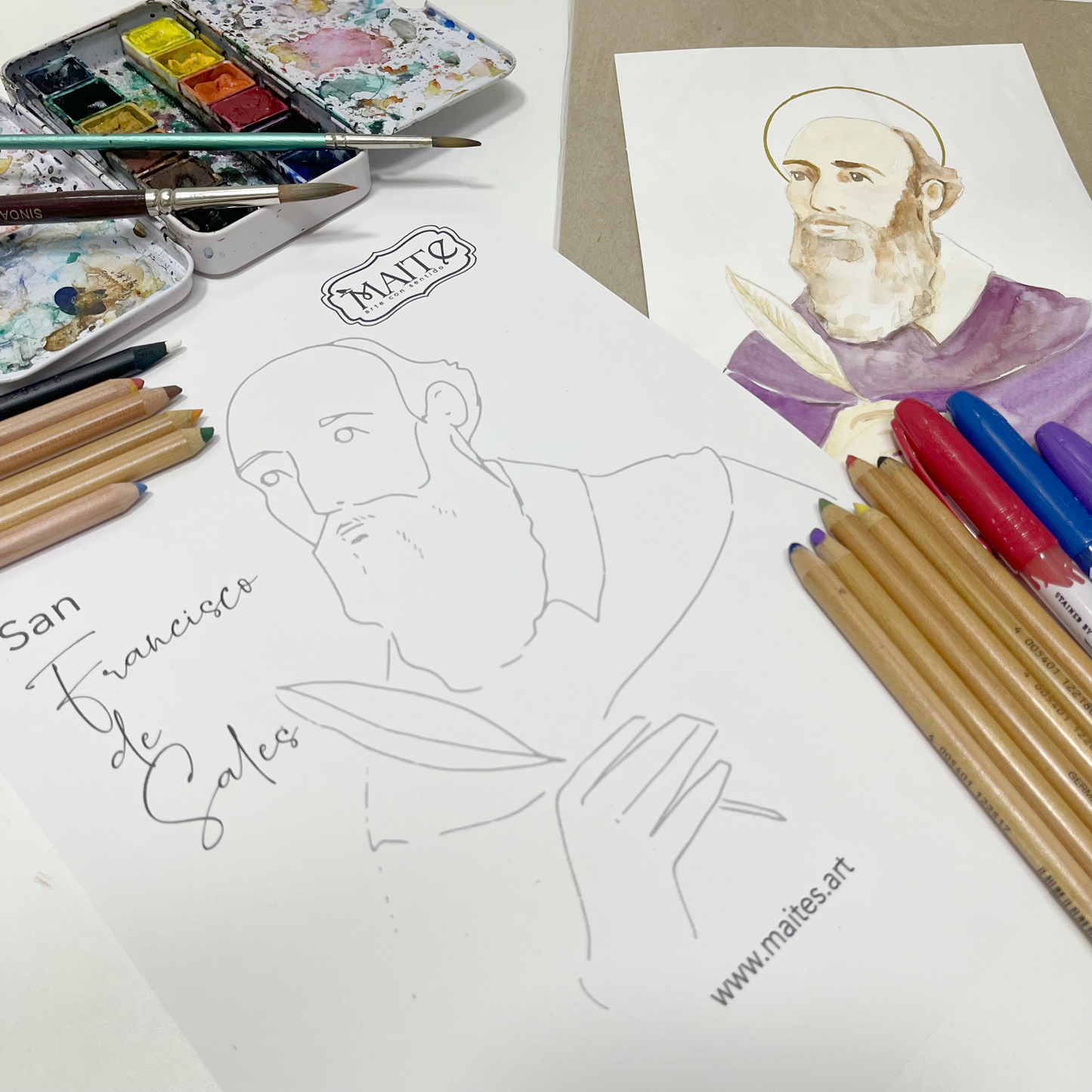 San Francisco de Sales - Descargable para Pintar