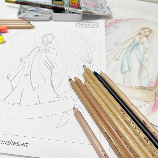 Virgen de Lourdes - Descargable para Pintar