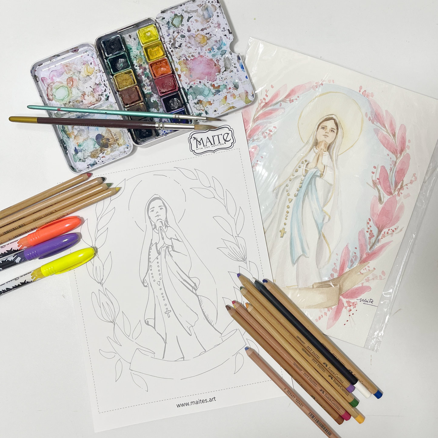 Virgen de Lourdes - Descargable para Pintar