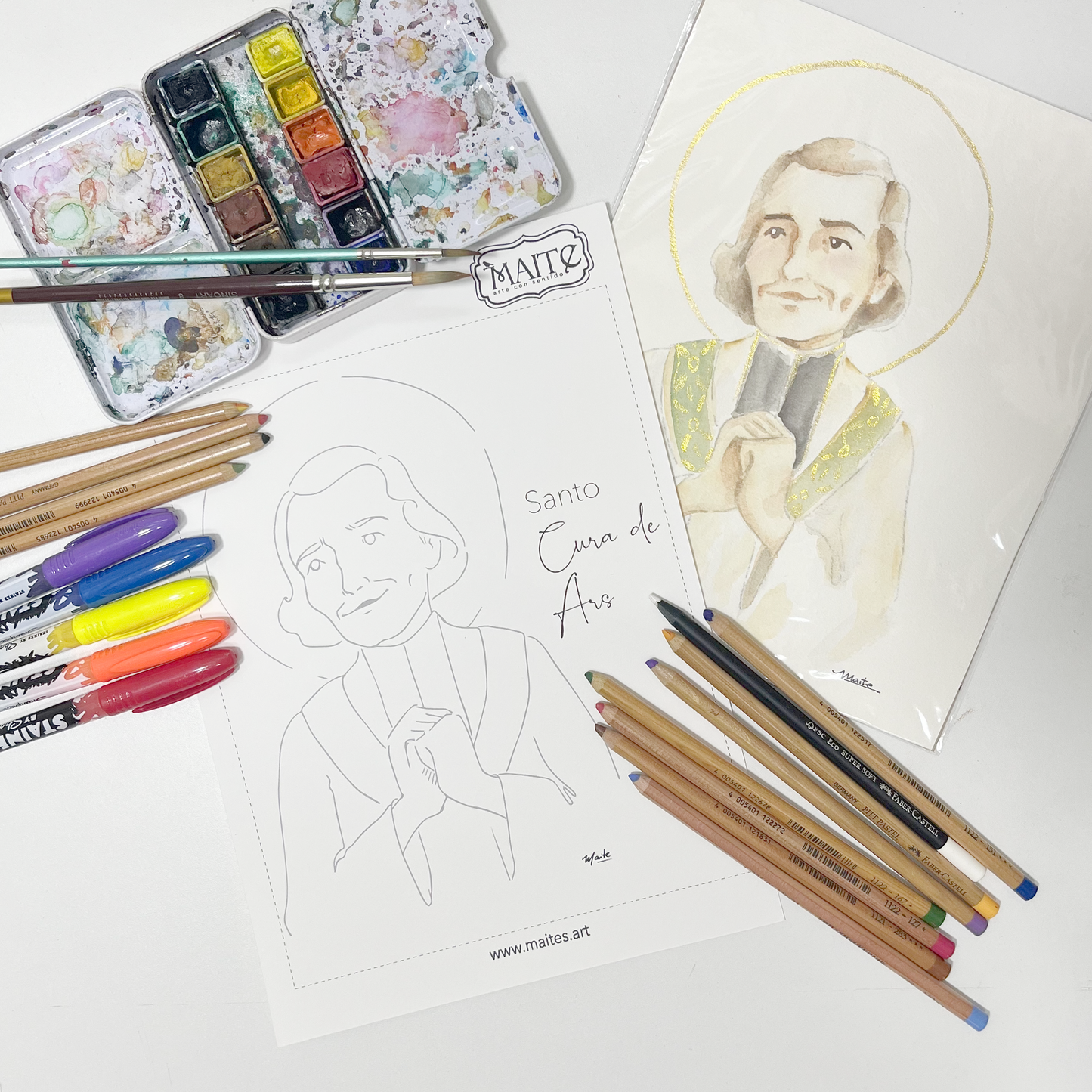 Santo Cura de Ars - Descargable para Pintar