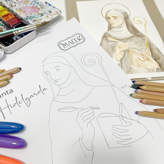 Santa Hidelgarda- Descargable para Pintar