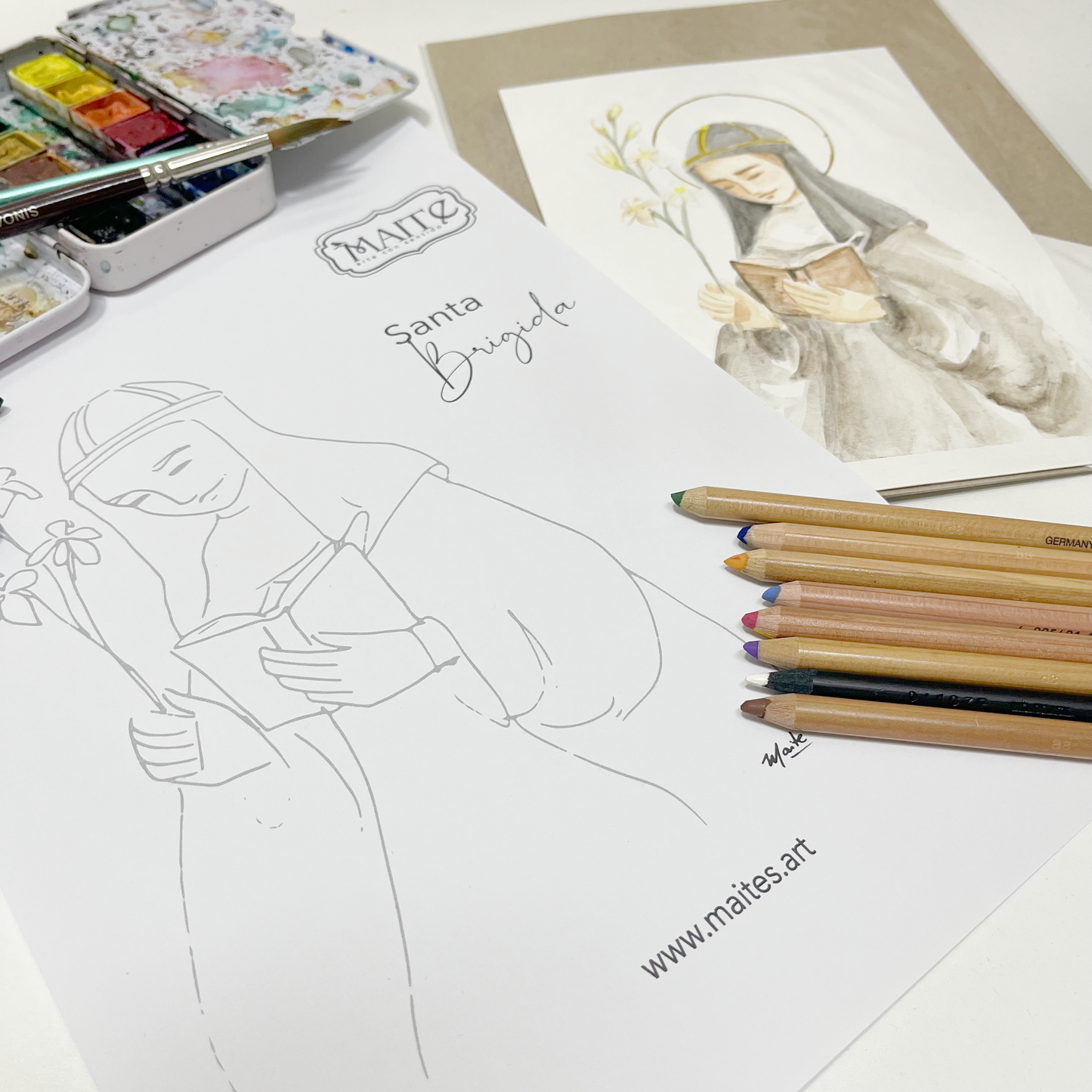 Santa Brigida - Descargable para Pintar