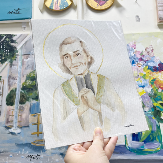 Santo Cura de Ars - Acuarela Original