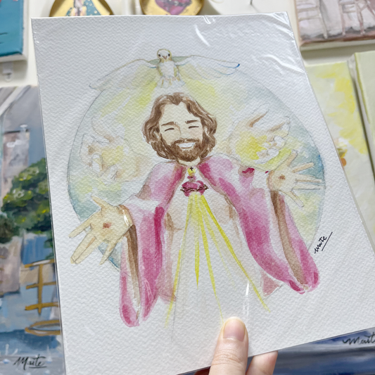 Santísima Trinidad Manos Abiertas - Acuarela Original