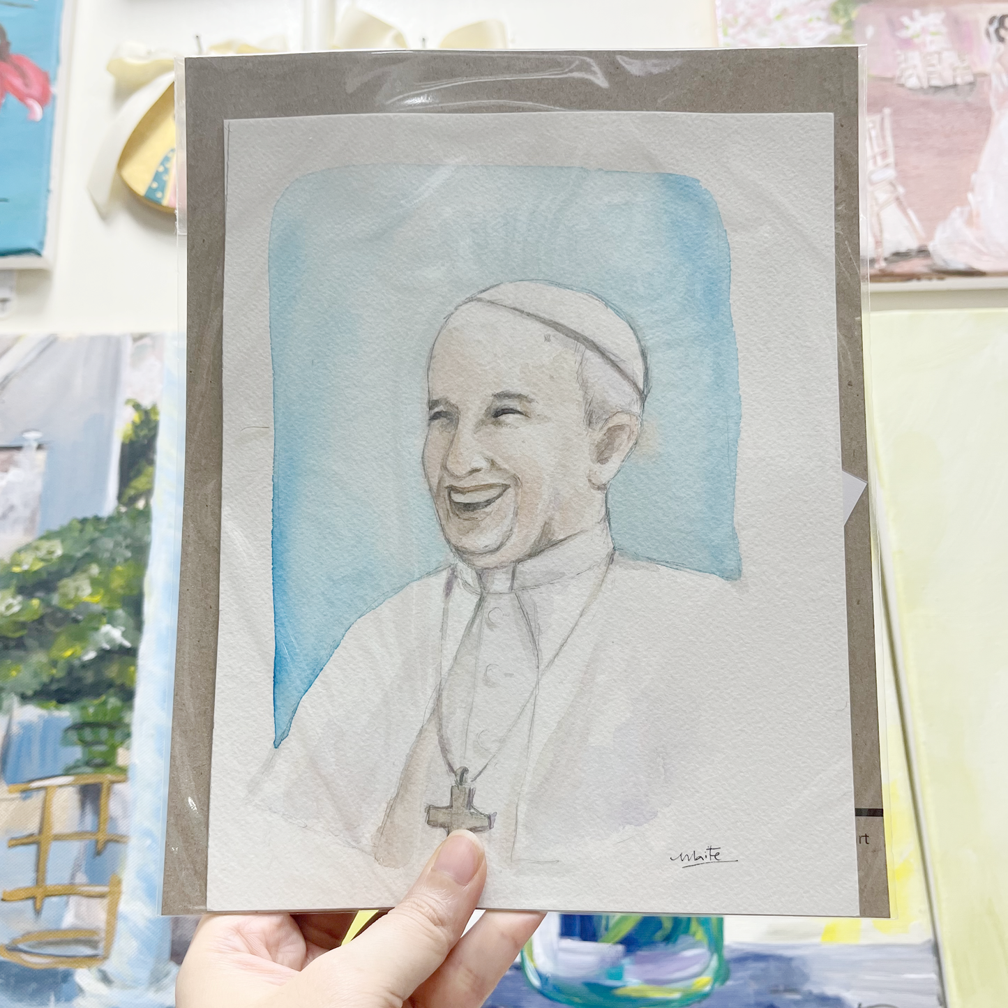Papa Francisco - Acuarela Original