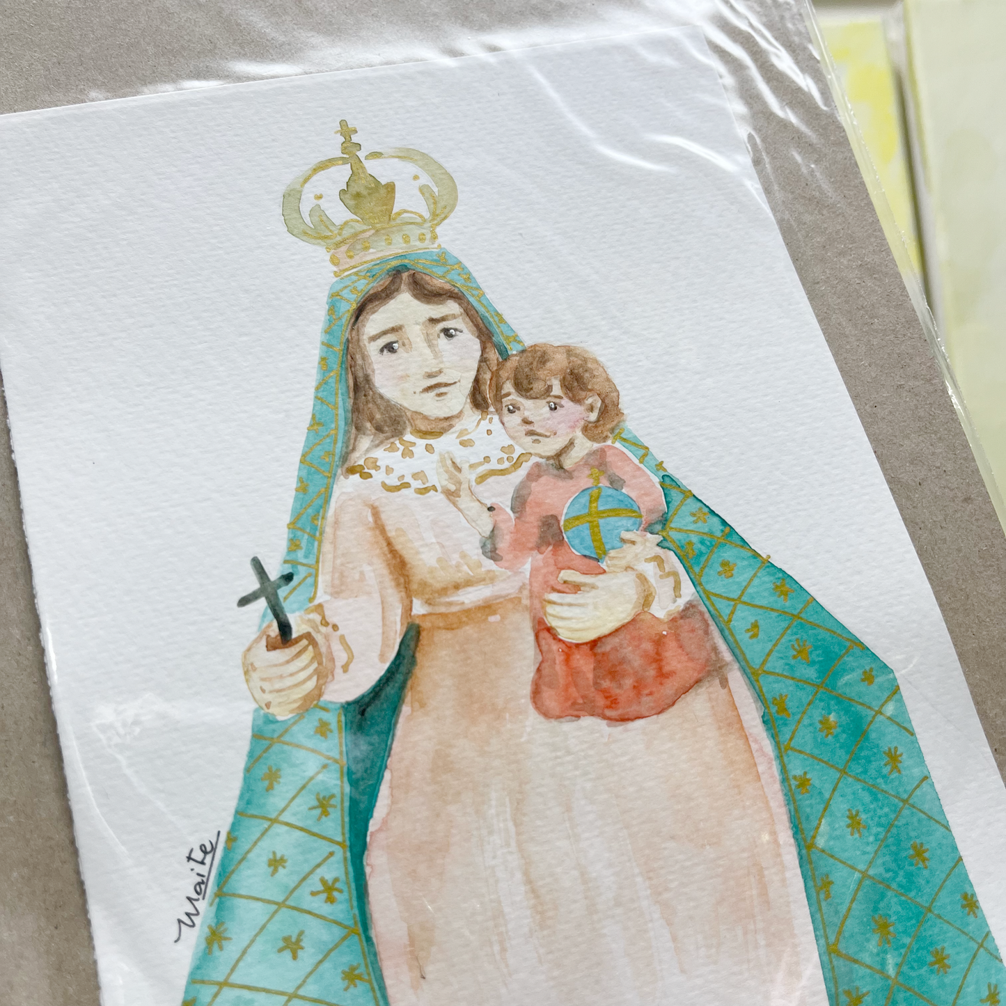Virgen Nuestra Señora de la Caridad del Cobre - Acuarela Original