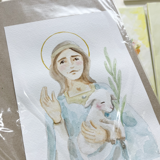 Santa Inés - Acuarela Original