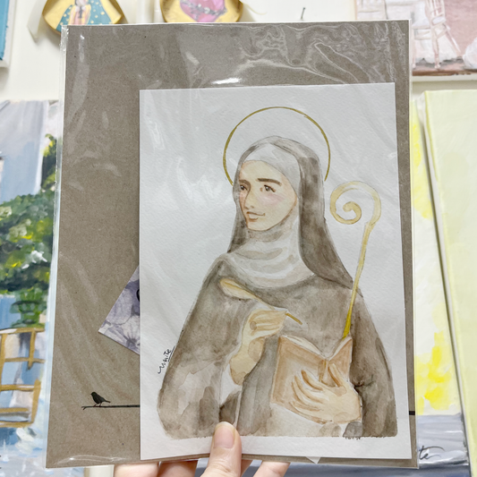 Santa Hidelgarda - Acuarela Original