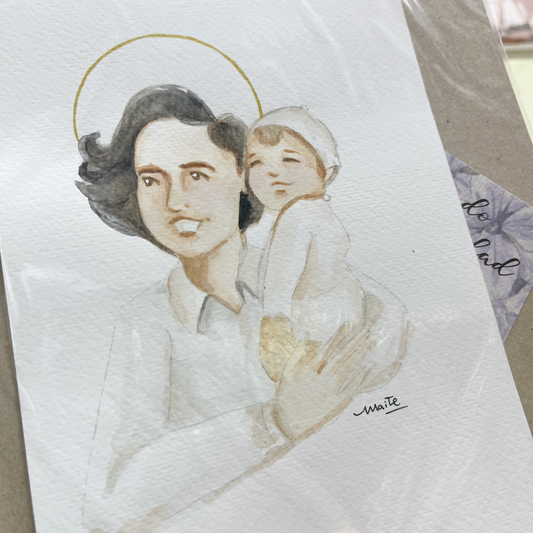 Santa Gianna Beretta - Acuarela Original