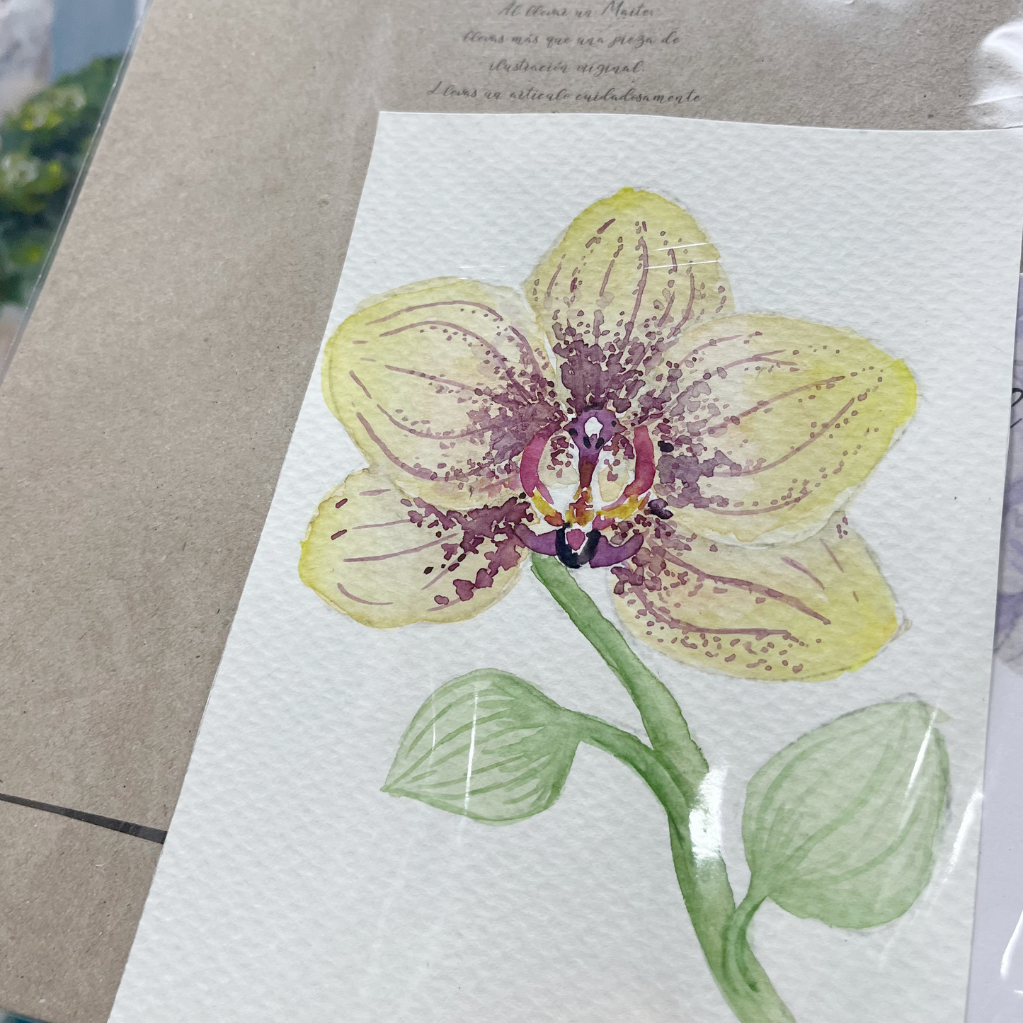 Orquídea Amarilla - Acuarela Original