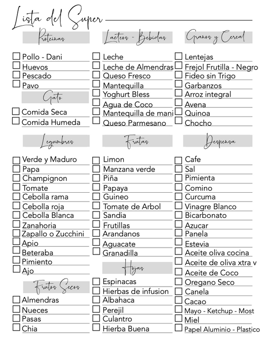 Lista de Mercado - PDF Descargable