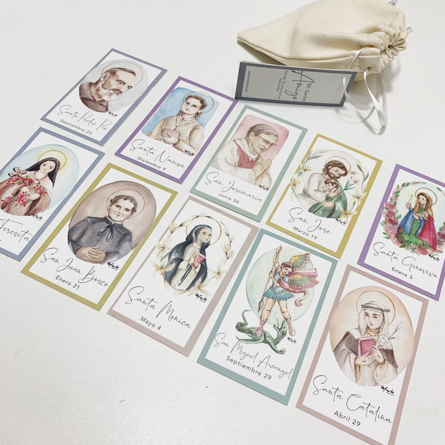 Bajo Pedido - Mi Santo Amigo - Set de 10 estampitas - Pack de 10+ Sets