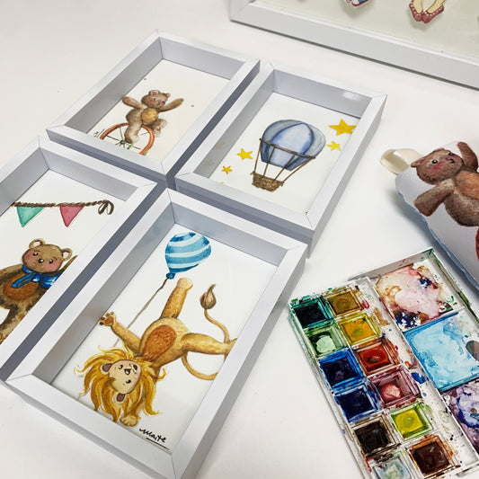 Circo - Coleccion de 4 acuarelas originales