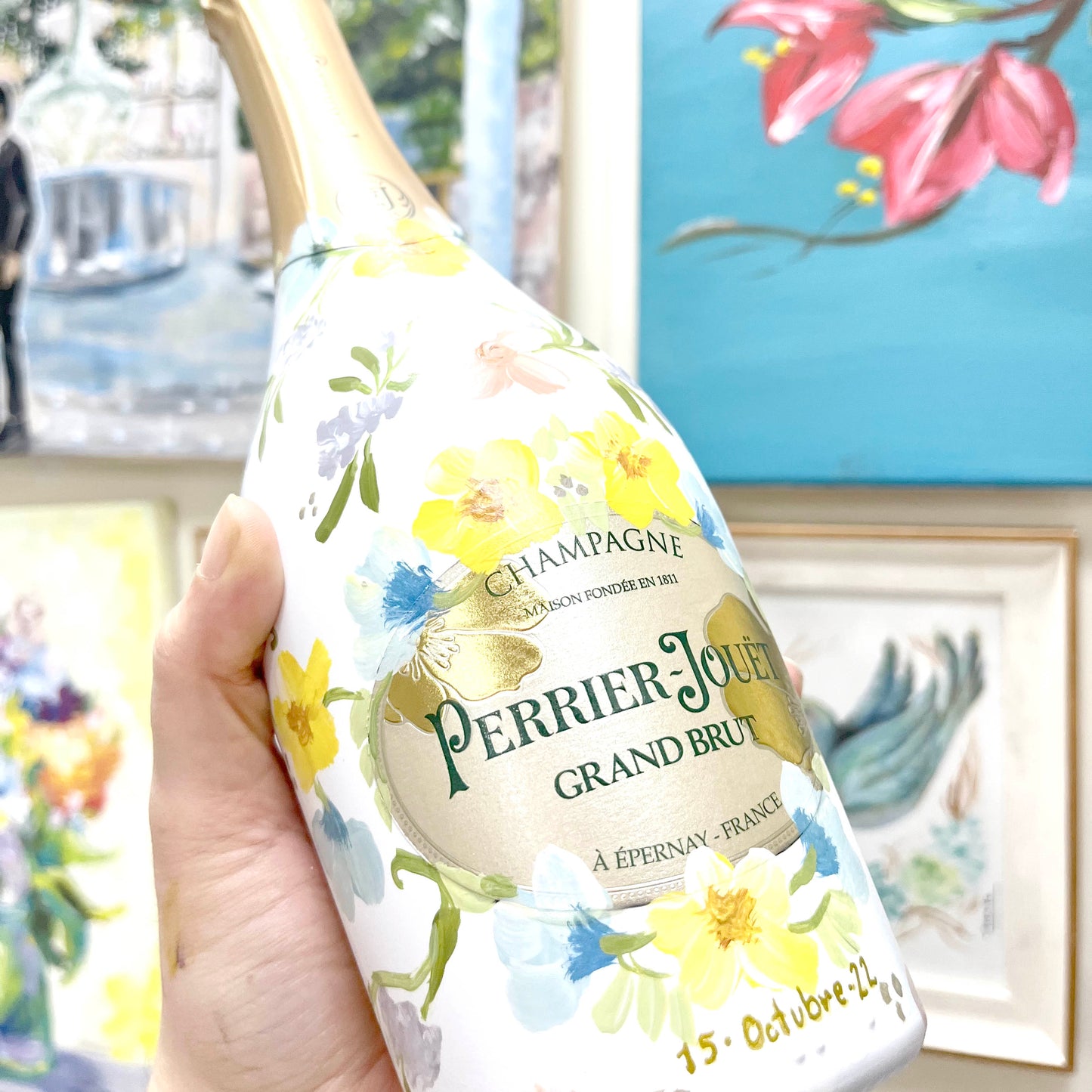 Bajo Pedido - Botella de Champagne Pintada a Mano - Novios