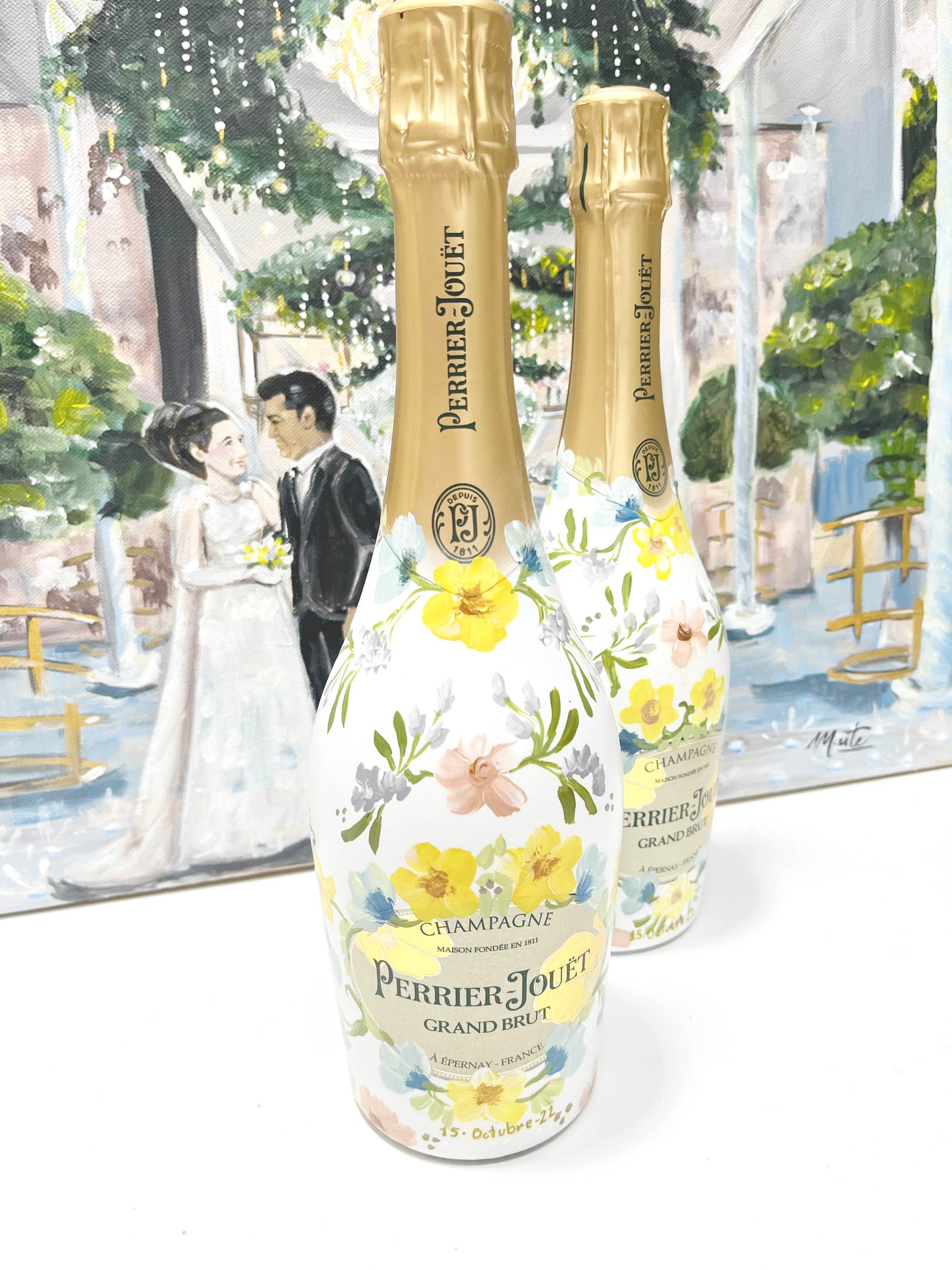 Bajo Pedido - Botella de Champagne Pintada a Mano - Novios