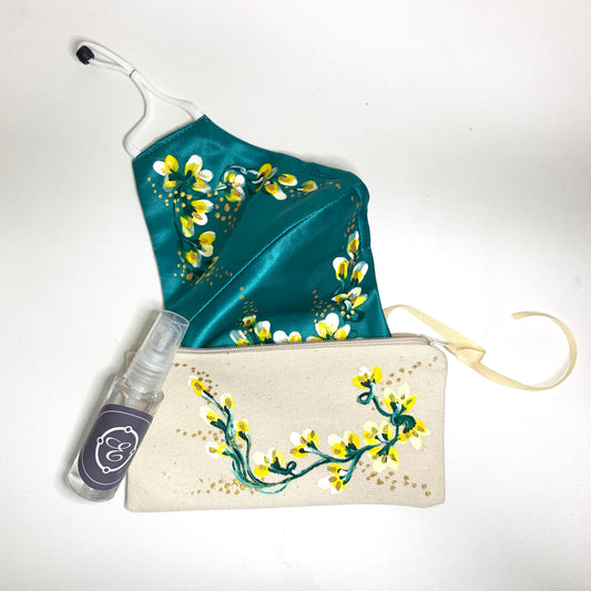 Cajita de Regalo Stay Safe Kit : Mascarilla Anatómica + Cartuchera + Alcohol