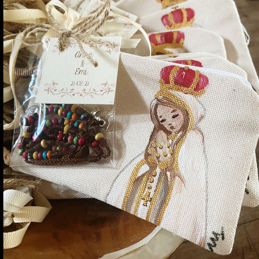 Bajo Pedido - Carterita Porta Rosarios Pintada a Mano - Pack x 10+