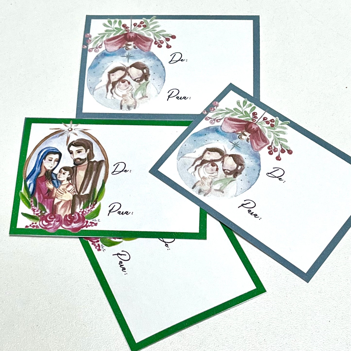 Tarjeta Navideña Adhesiva: De/Para - Pack de 10 unidades variadas