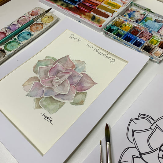 Plantilla Suculenta + LIVE en acuarela