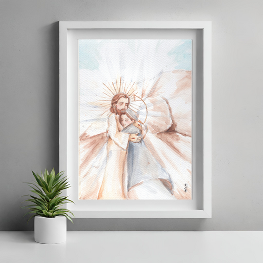 Lámina La Resurrección - El abrazo de Jesús a la Virgen María - Print