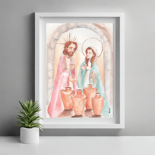 Lámina Las Bodas de Caná - Jesús y María - Print