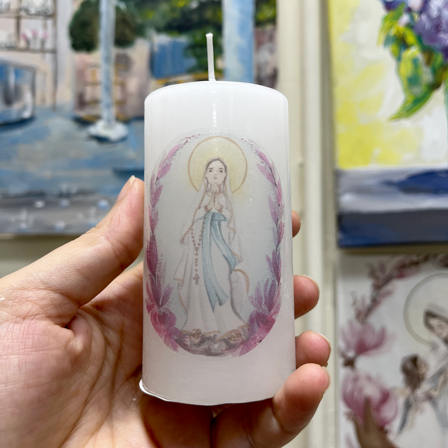 Vela tipo Cirio - Virgen de Lourdes