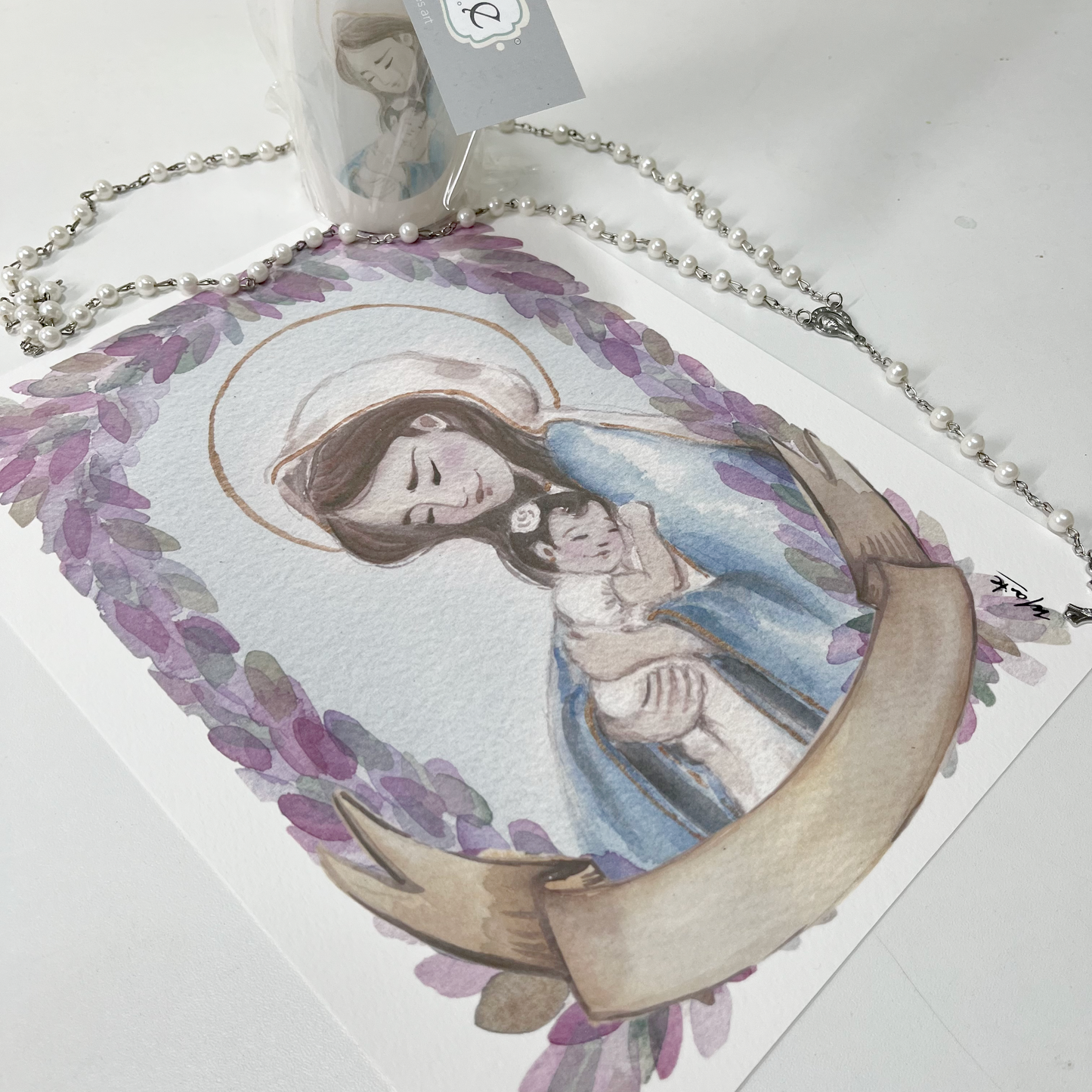 Lámina de Virgen y bebe - Print