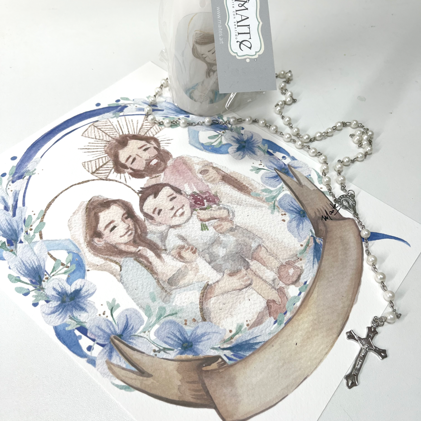 Lámina de Jesús, María y niño - Print
