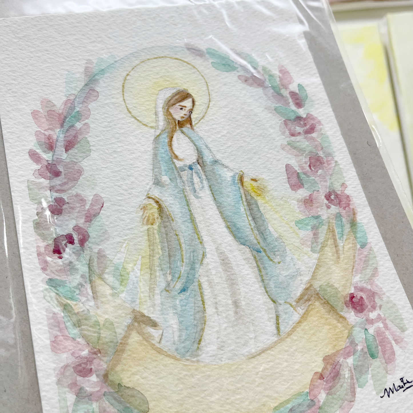 Virgen Medalla Milagrosa  - Acuarela Original