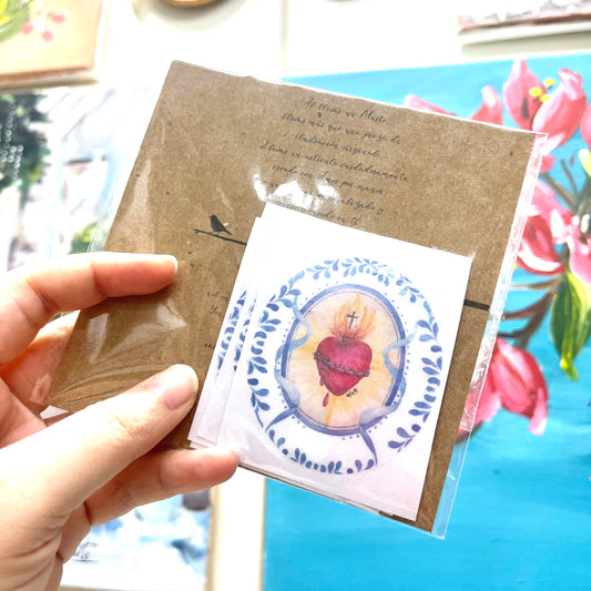 Corazon de Jesus - Set de 5 Stickers de Vinil Transparente