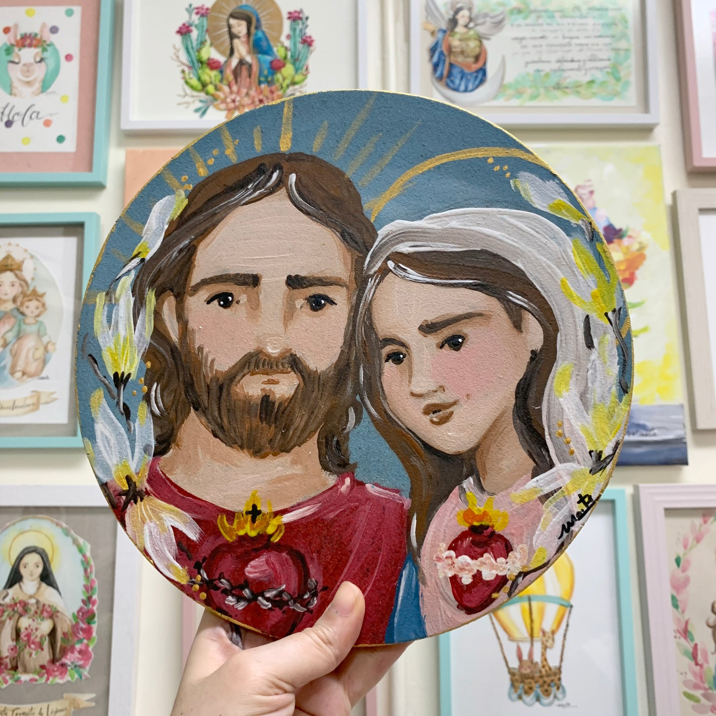 Corazones de María y Jesús Aplique de Pared - Maria Mírame